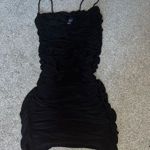 Windsor black ruched bodycon mini dress.